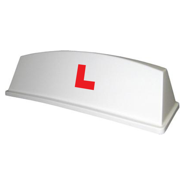 White Curver Roof Sign with L-Plates Applied